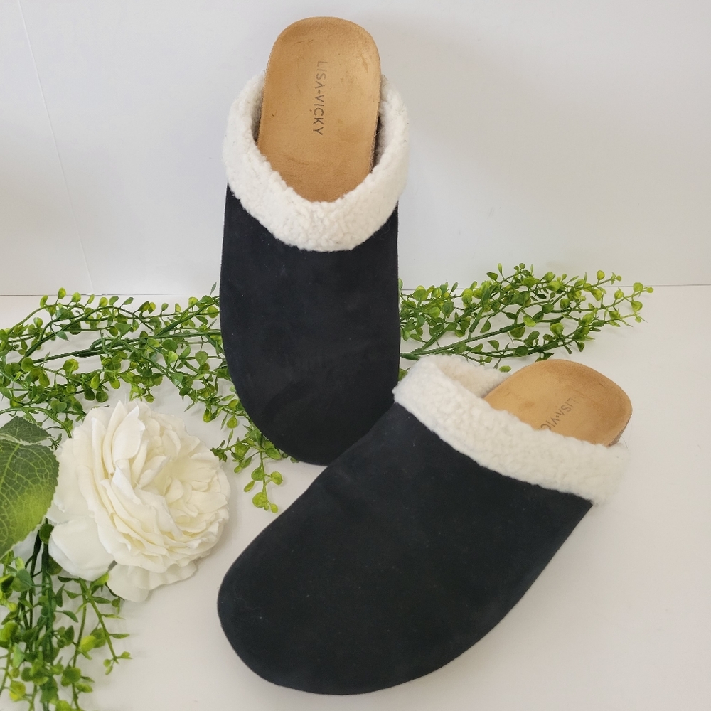 Nordstroms Rack Zeal Faux shearling mule by Lisa Vicky women's size 8, black